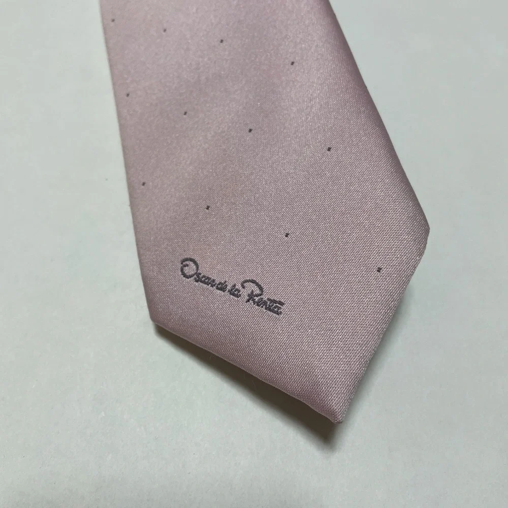 Oscar de la Renta Tie Pink Silk/ Polyester Vintage NEW 57